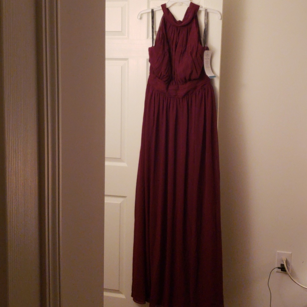 Bill Levkoff Wine Bridesmaid Dress